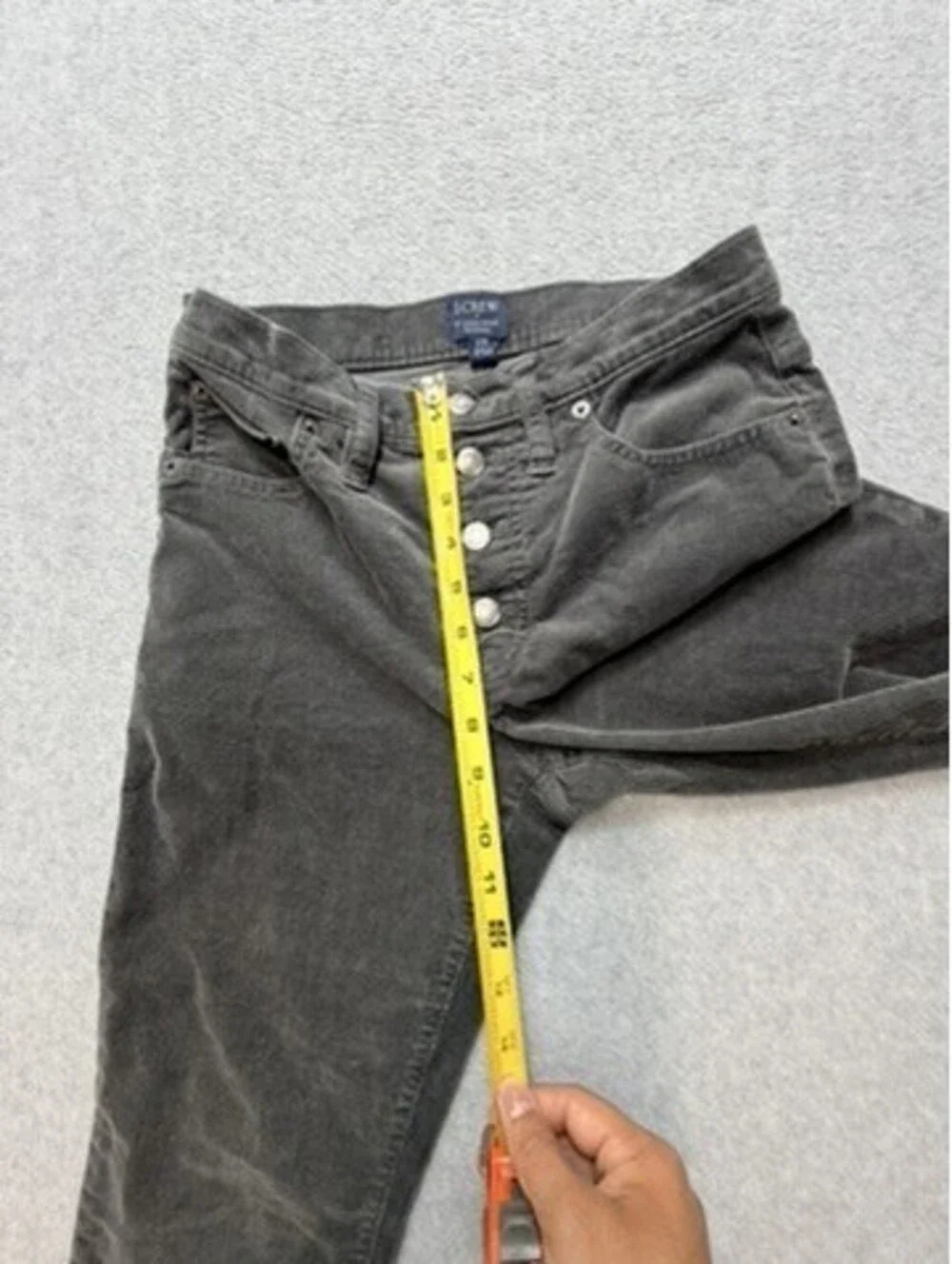 J Crew Womens 9 Inch High Rise Skinny Corduroy Pants Size 28 Gray Button Fly